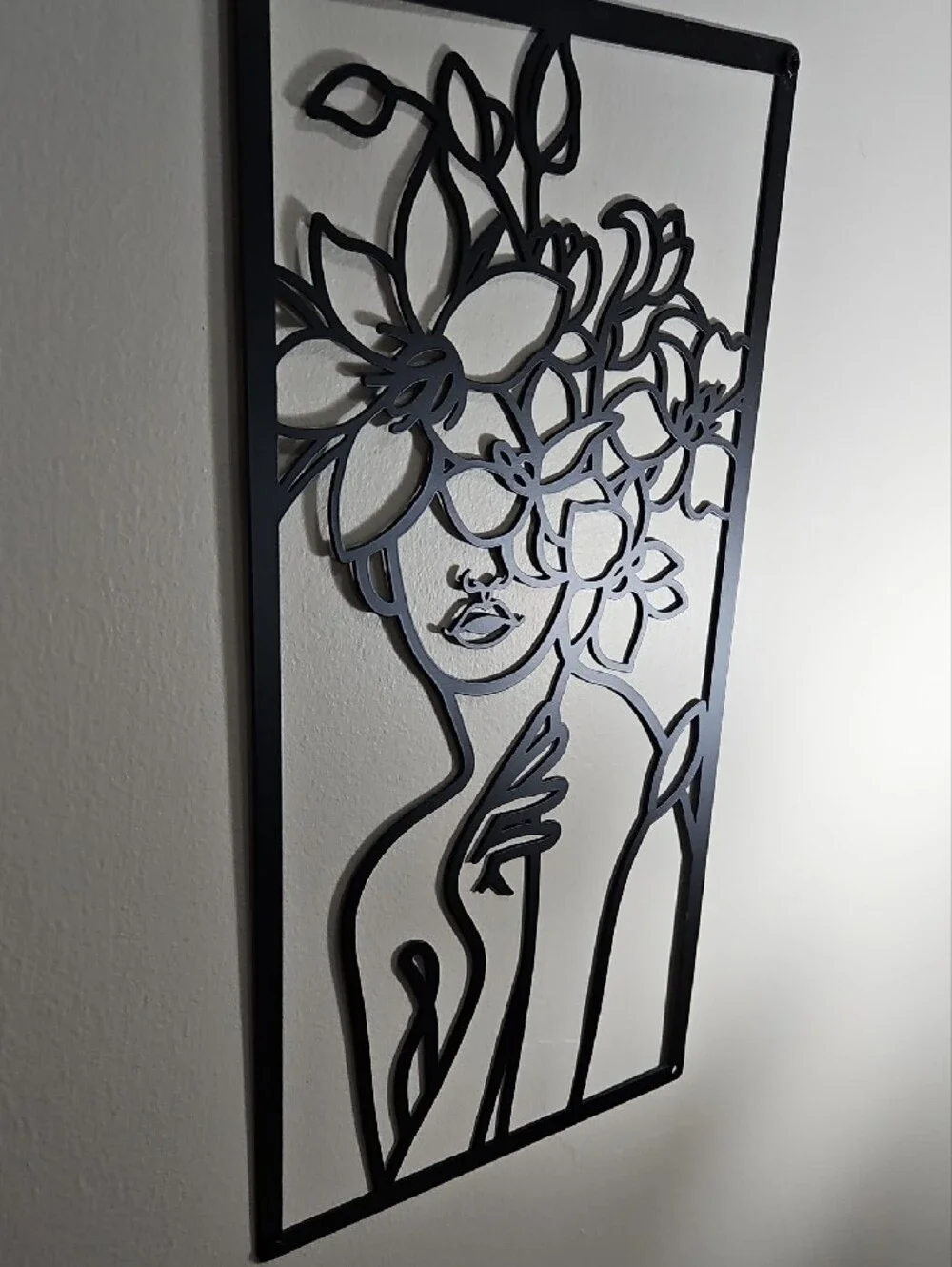 Decorative Black Floral Line Art Wall Panels - Set of 4